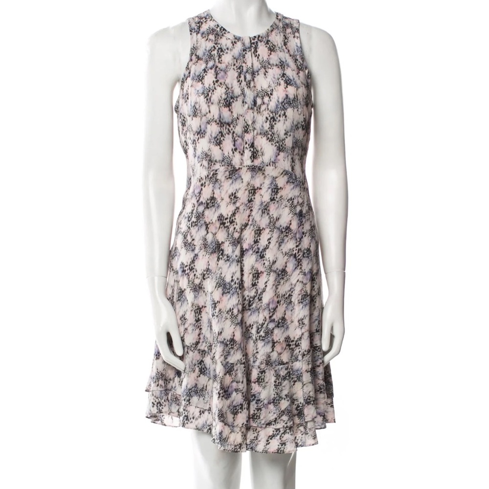 Rebecca Taylor womans 100% Silk Sleeveless Pink Floral mini dress size 6